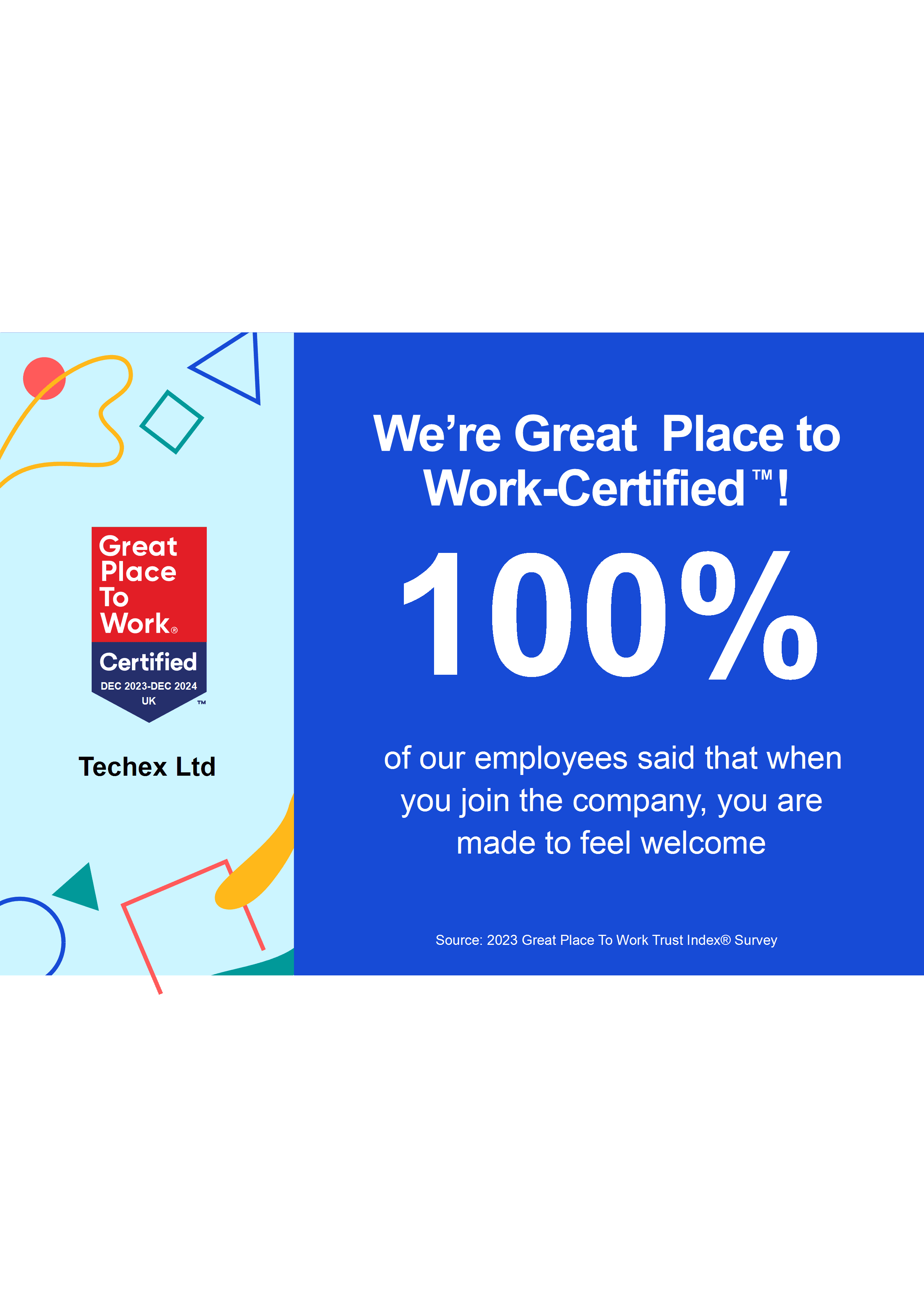 Techex is a Great Place to Work